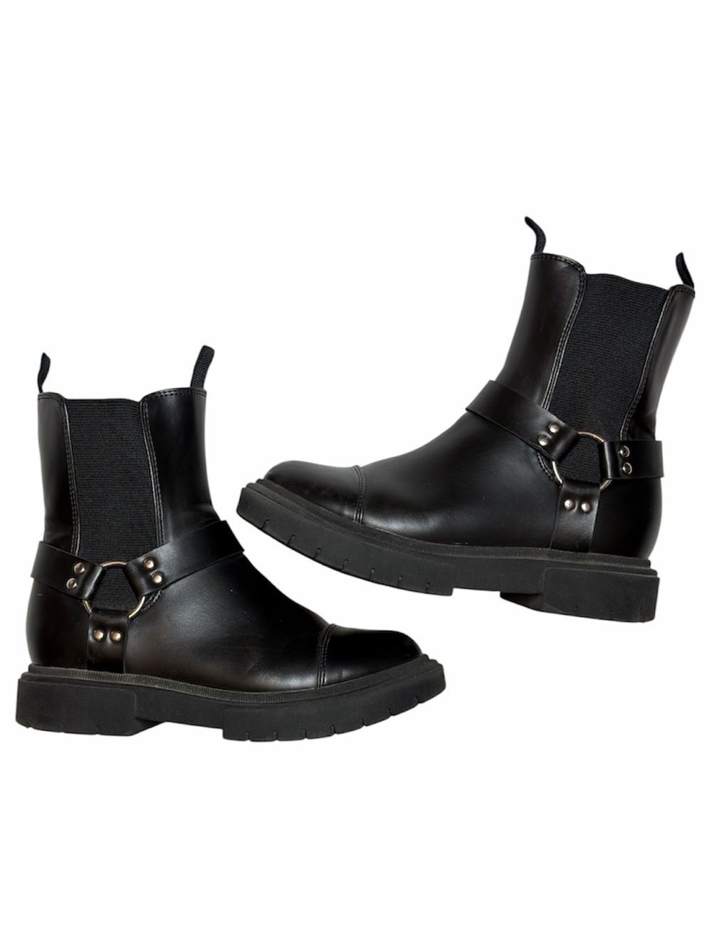 Girls art class Black Chelsea Harness combat style Boots size 1